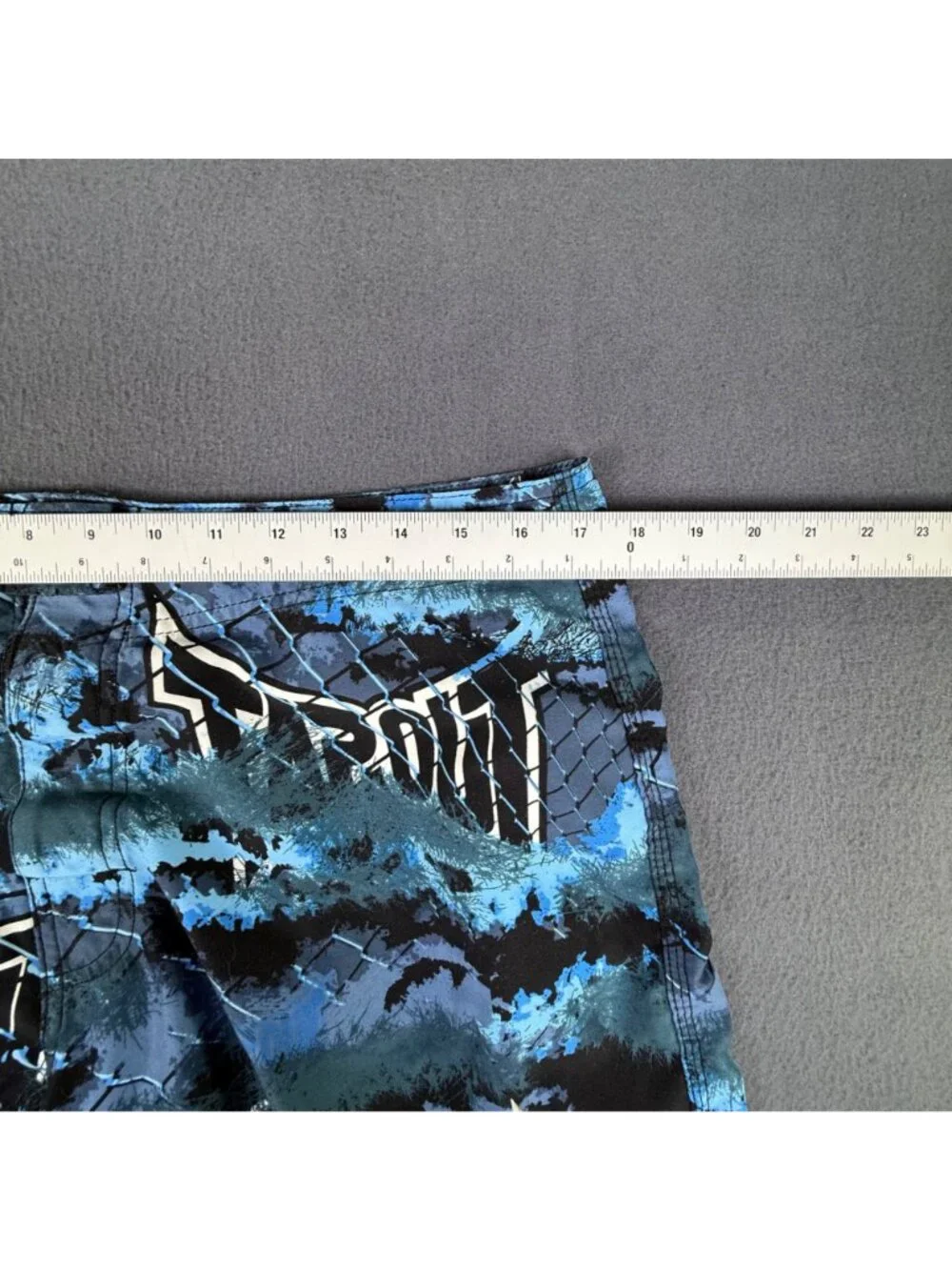 Tapout Men's MMA Fight Shorts Camo Blue Black Gray White  Size 34
